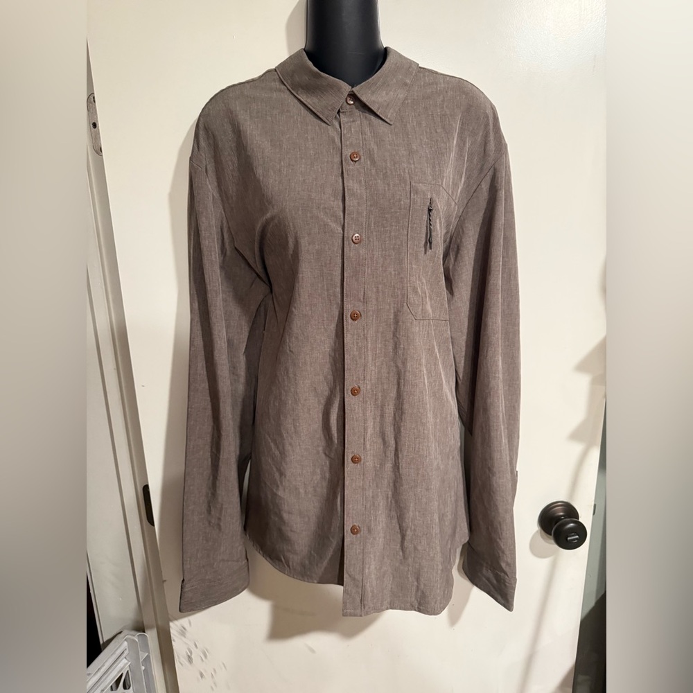 4/$16 FLX Men's Casual Brown Button-Down Shirt